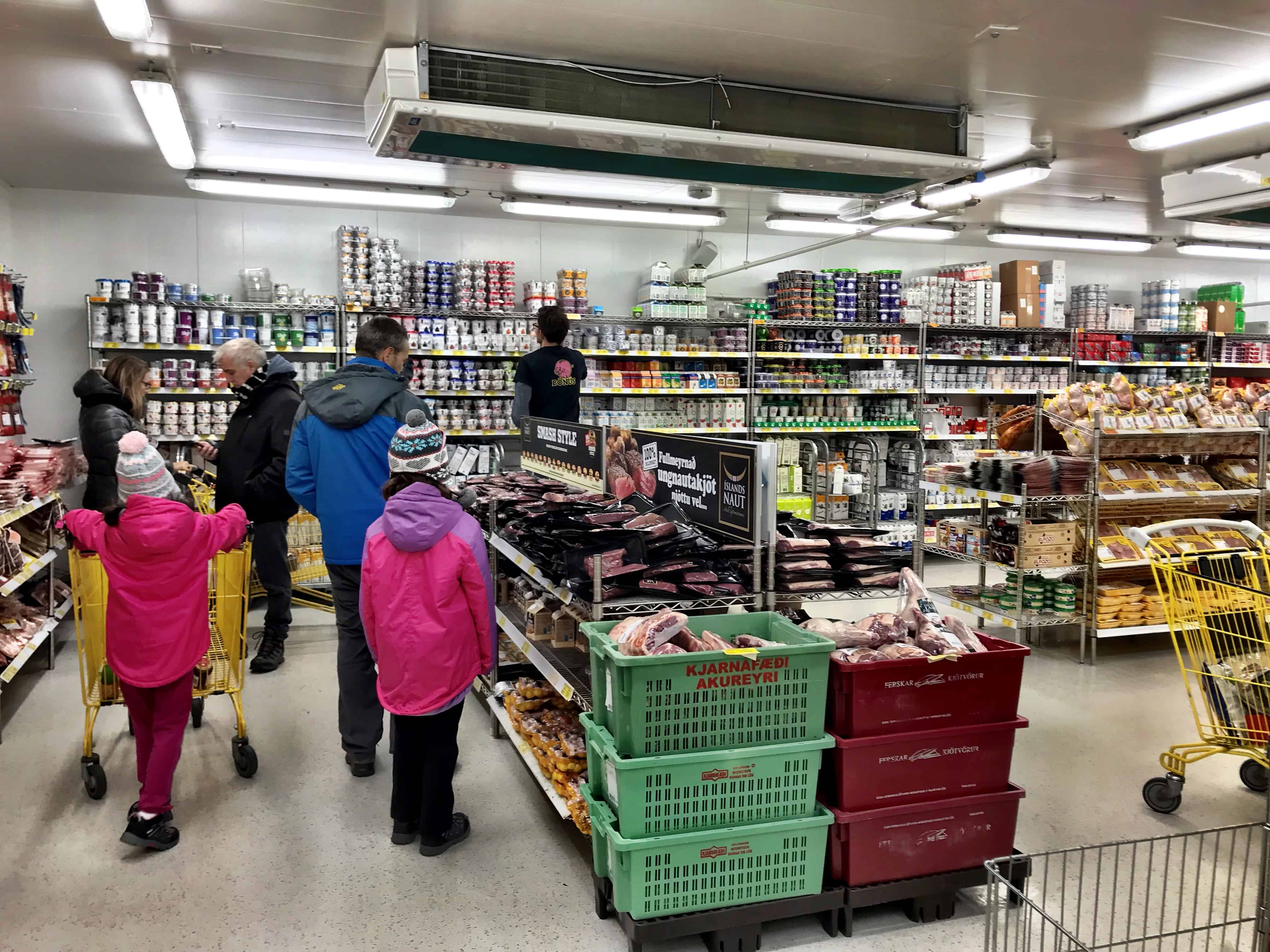Visiting Iceland with Kids - Inside Bonus Grocery Store