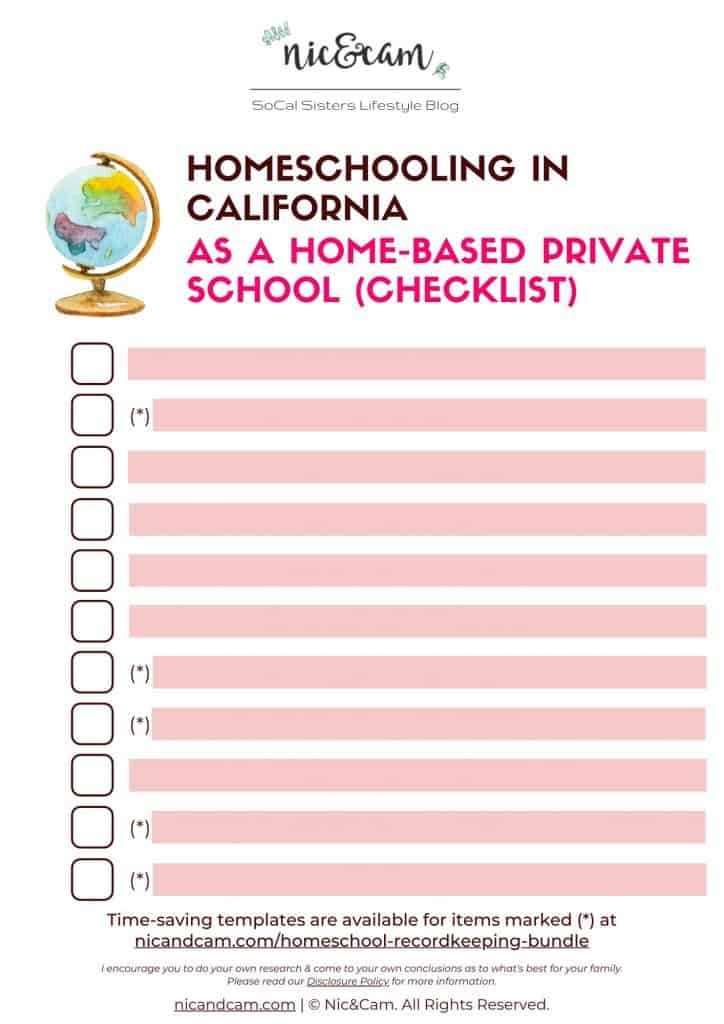 California Home-Based Private School Checklist
